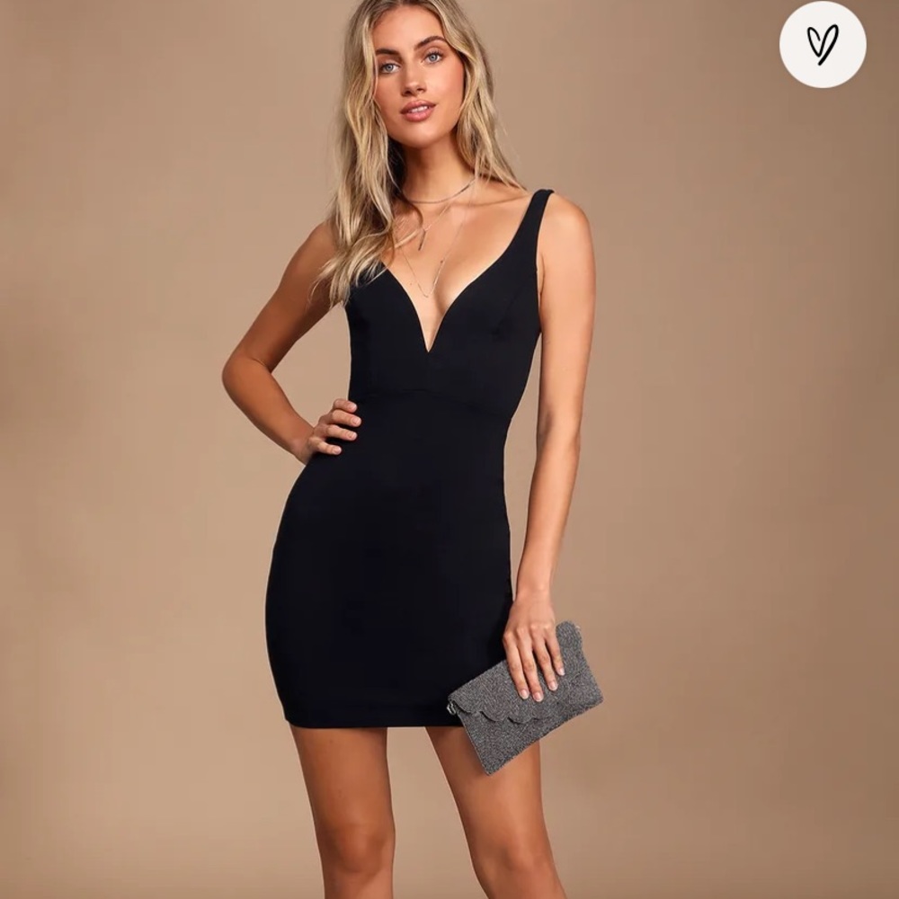 Lulus black deep V neckline dress